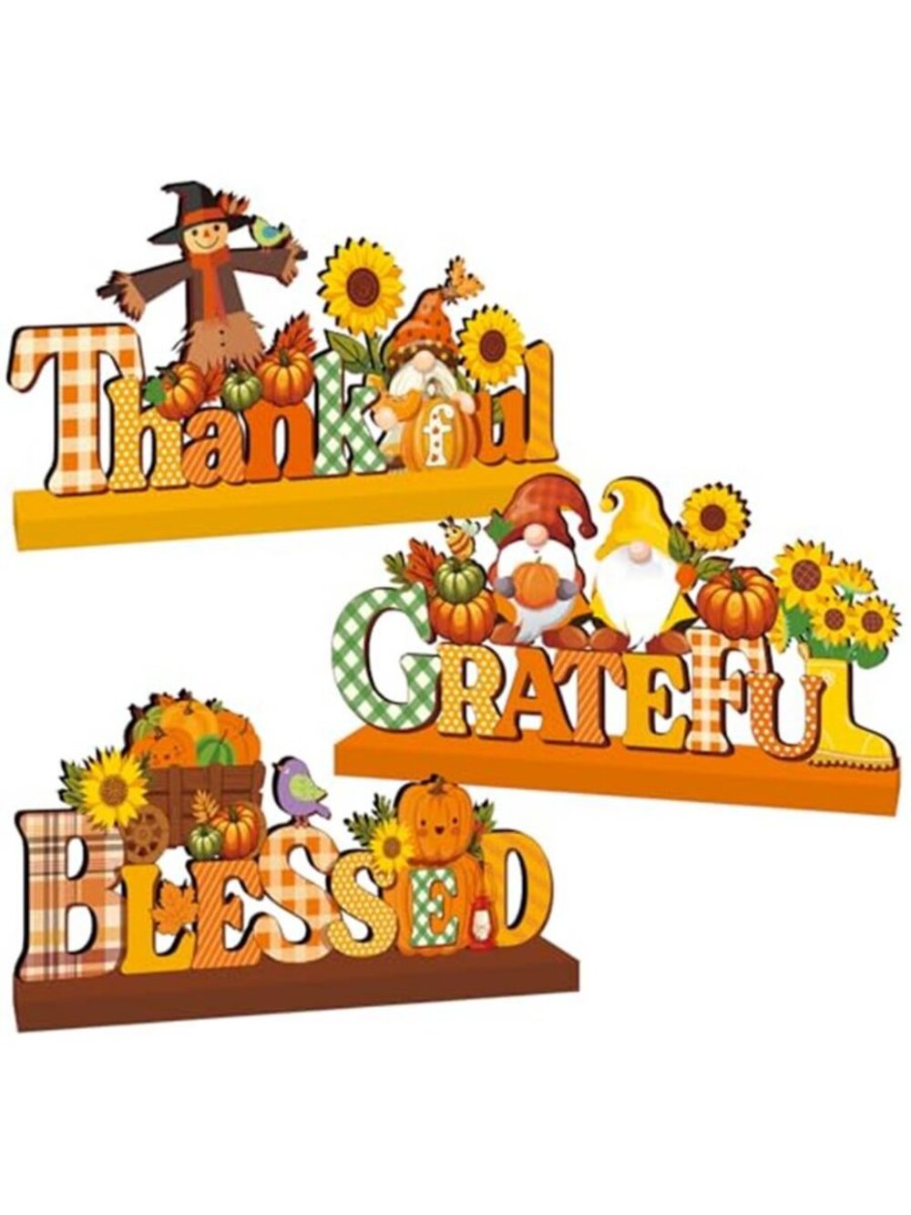 Fall Decorations for Home Wood Centerpieces 3pcs Thanksgiving Decorations
